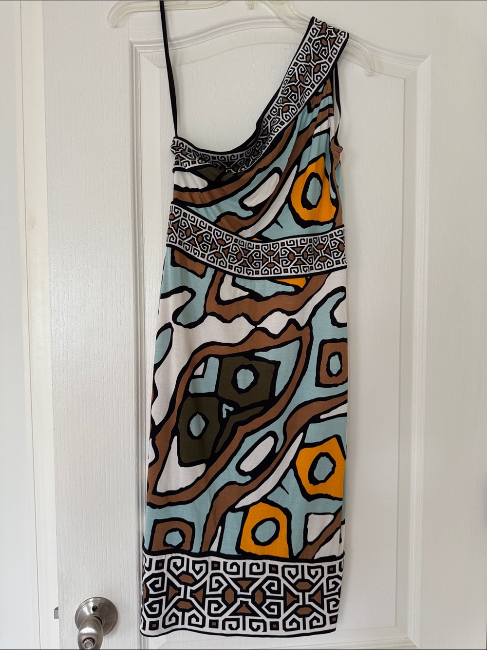 Diane Von Furstenberg silk One-Shoulder Abstract Print Dress in Multicolor